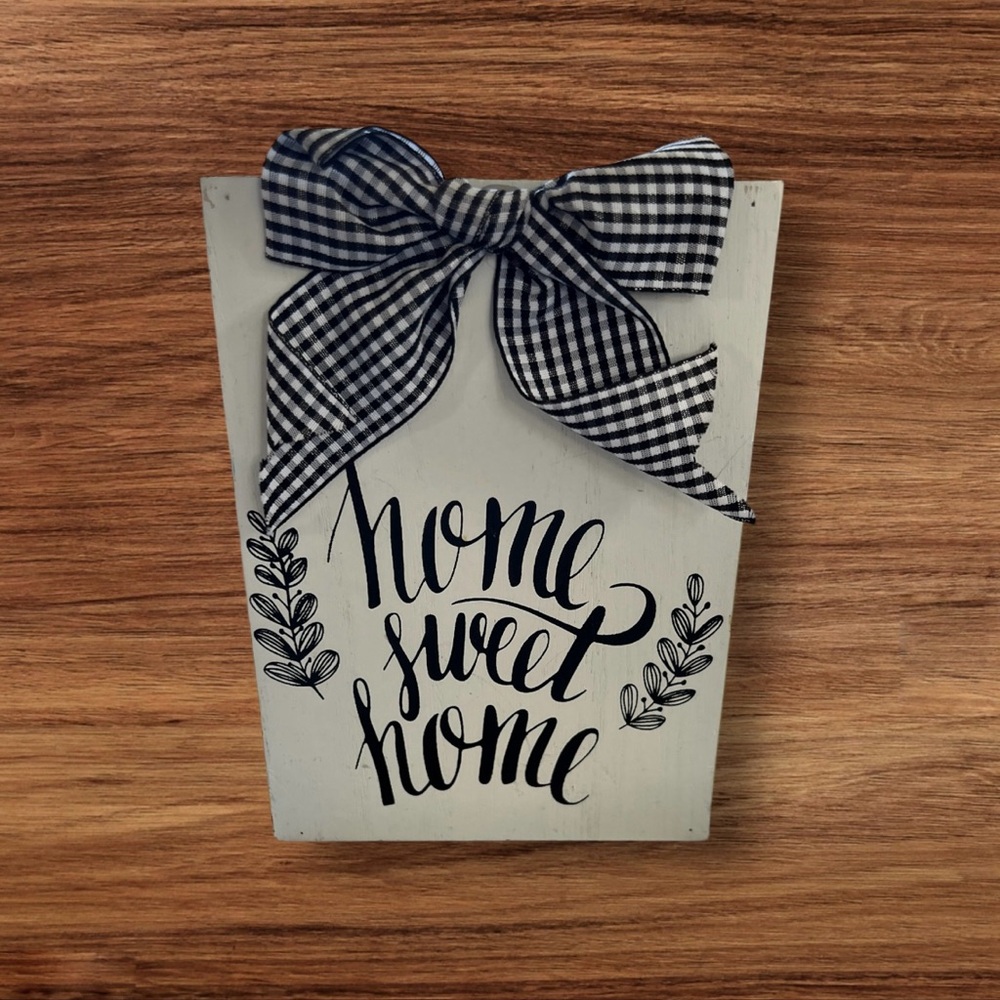 Home Sweet Home Plaque with Gingham Bow